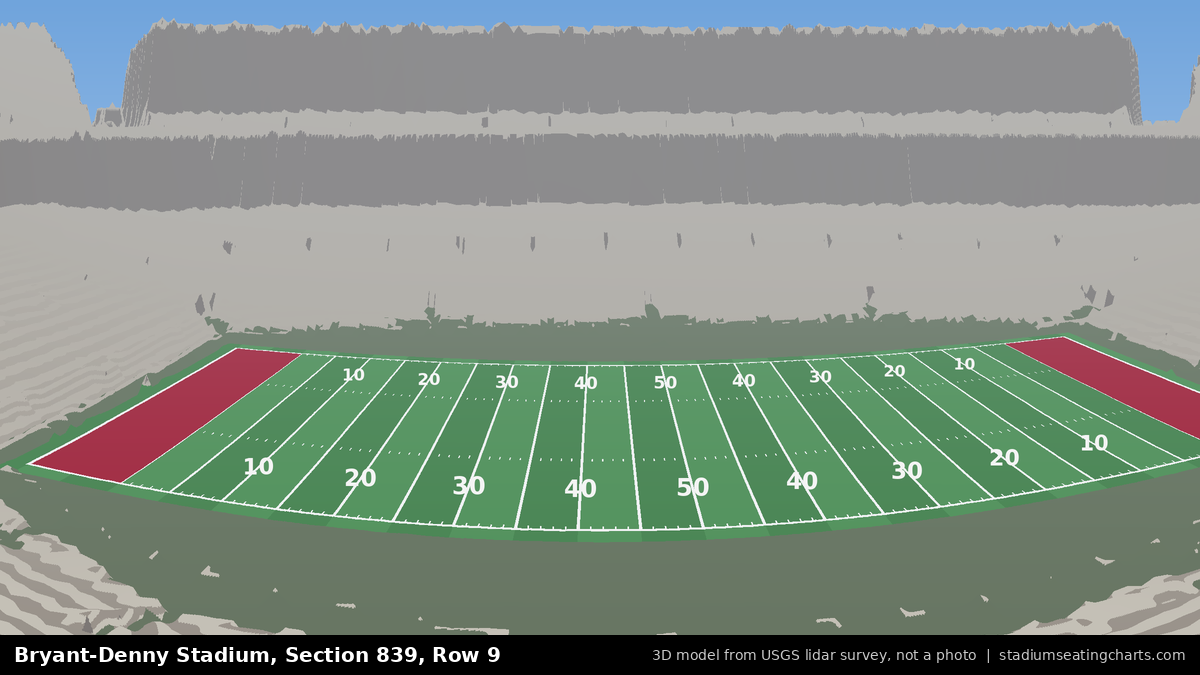 View from Bryant-Denny Stadium Section 839, Row 9, looking toward the field