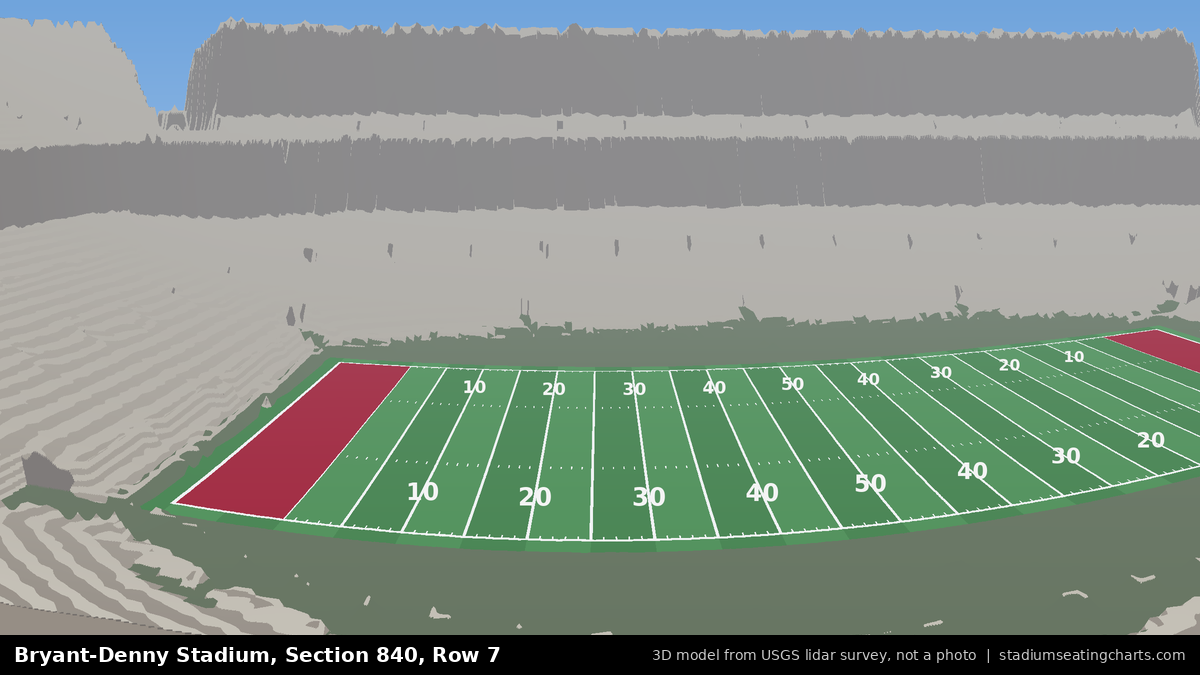 View from Bryant-Denny Stadium Section 840, Row 7, looking toward the field