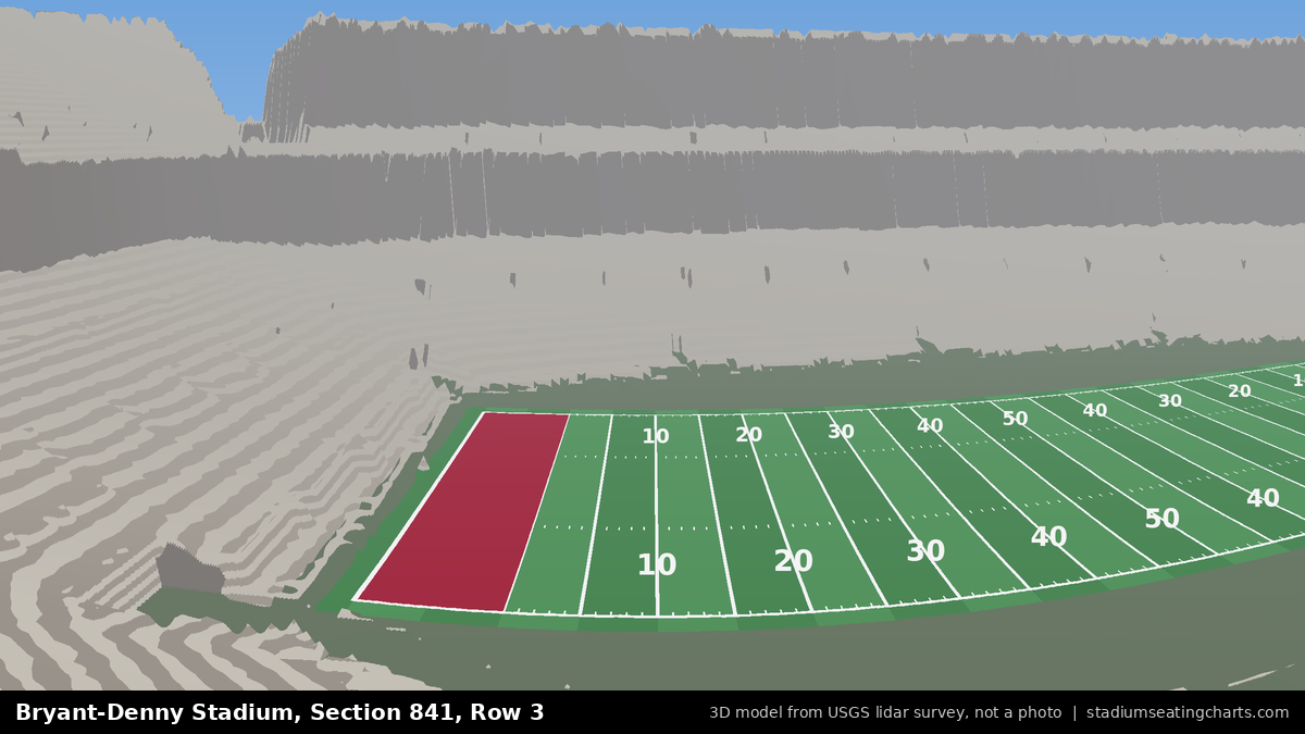 View from Bryant-Denny Stadium Section 841, Row 3, looking toward the field
