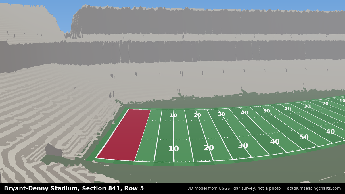 View from Bryant-Denny Stadium Section 841, Row 5, looking toward the field