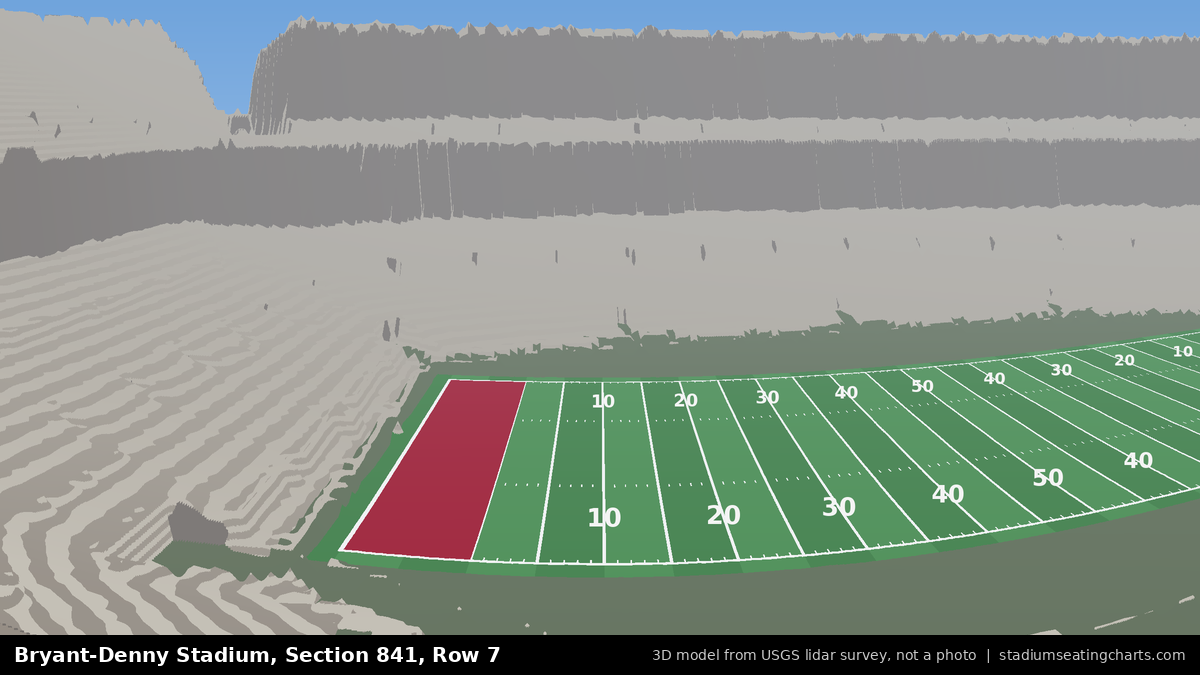 View from Bryant-Denny Stadium Section 841, Row 7, looking toward the field