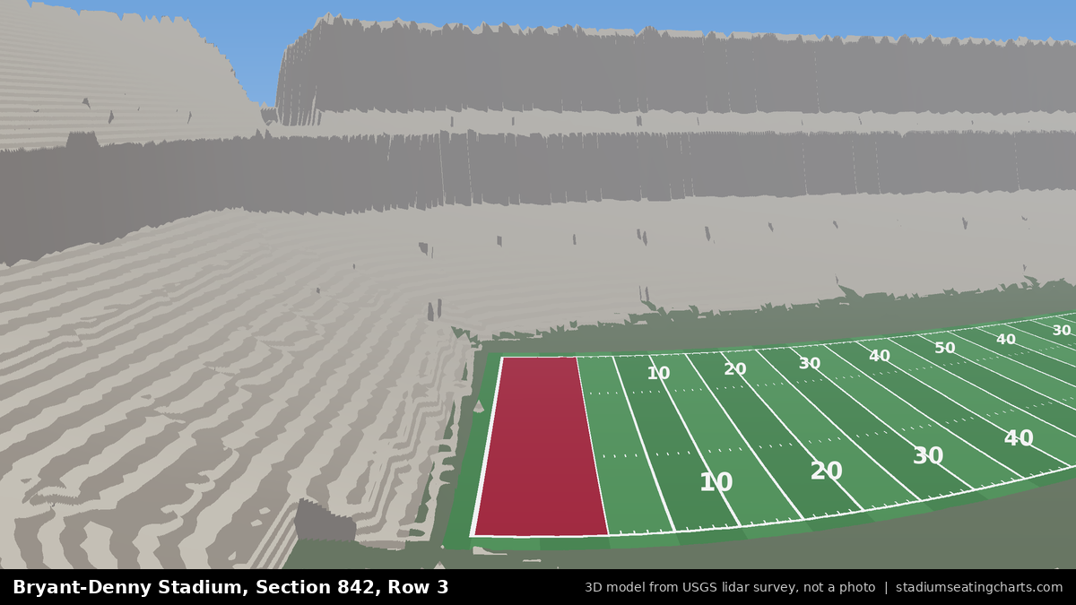 View from Bryant-Denny Stadium Section 842, Row 3, looking toward the field