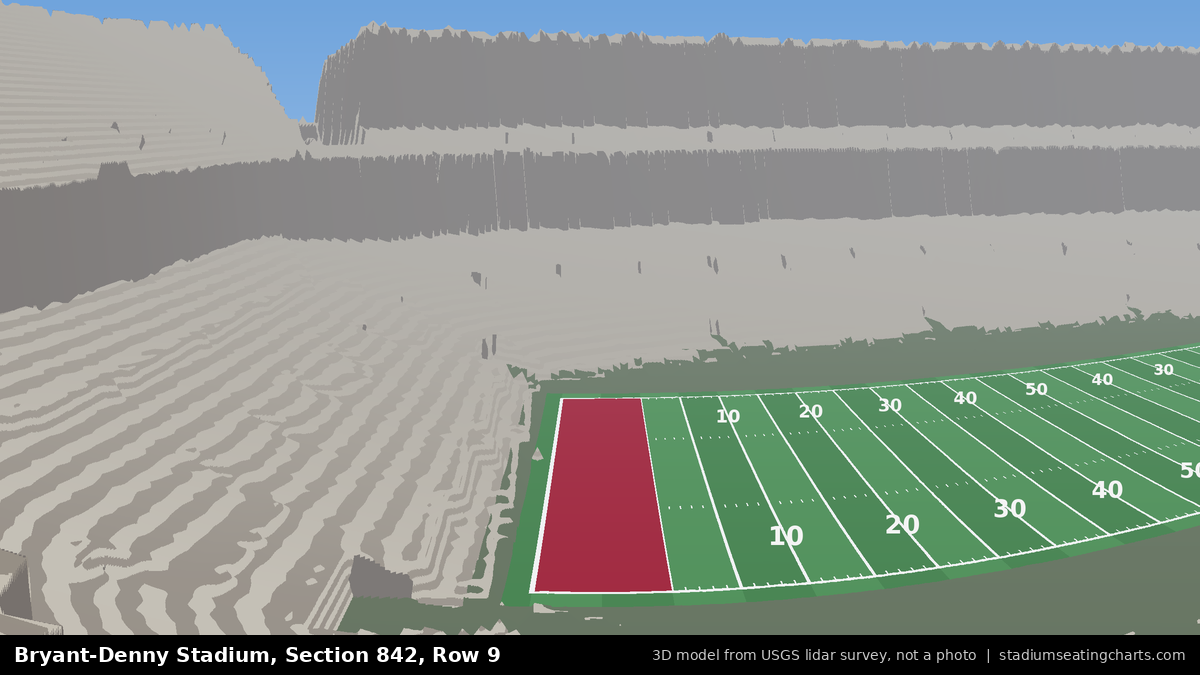 View from Bryant-Denny Stadium Section 842, Row 9, looking toward the field