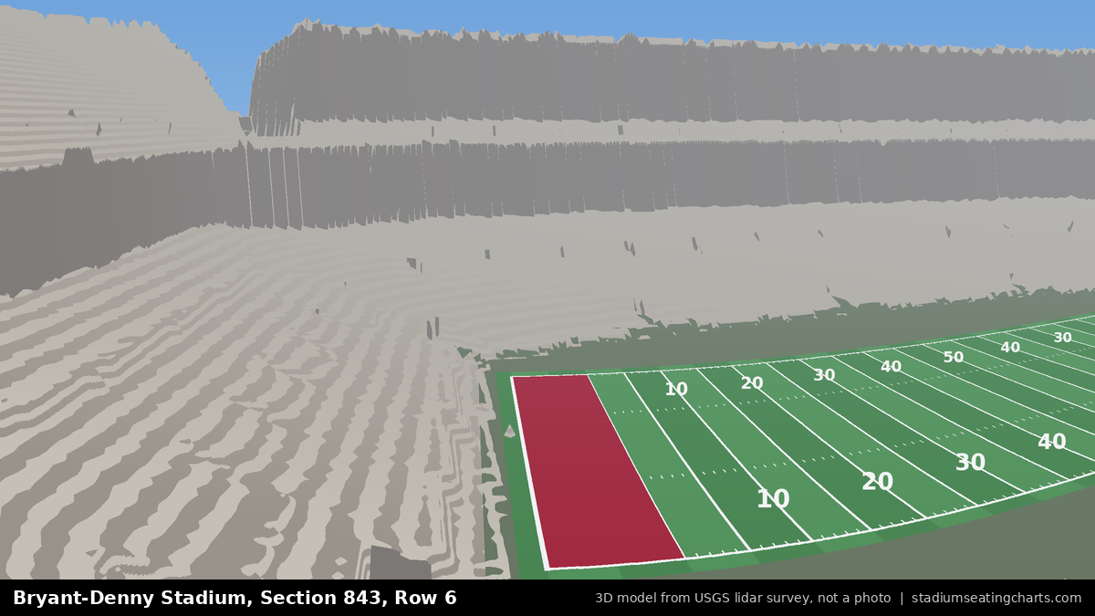 View from Bryant-Denny Stadium Section 843, Row 6, looking toward the field