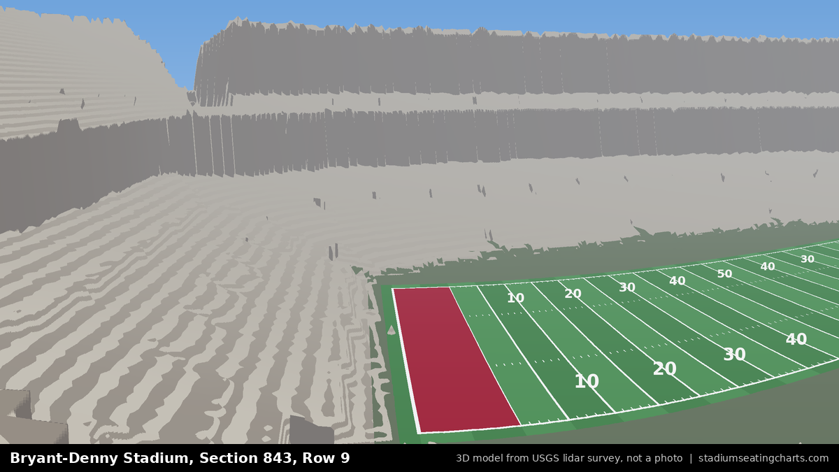 View from Bryant-Denny Stadium Section 843, Row 9, looking toward the field