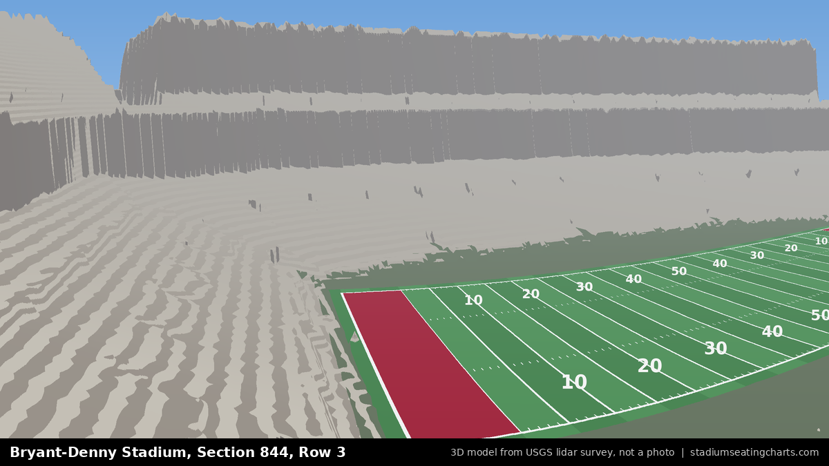 View from Bryant-Denny Stadium Section 844, Row 3, looking toward the field