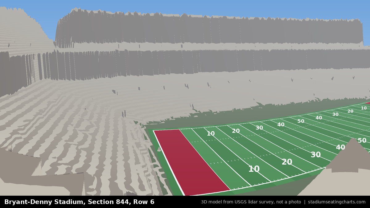View from Bryant-Denny Stadium Section 844, Row 6, looking toward the field