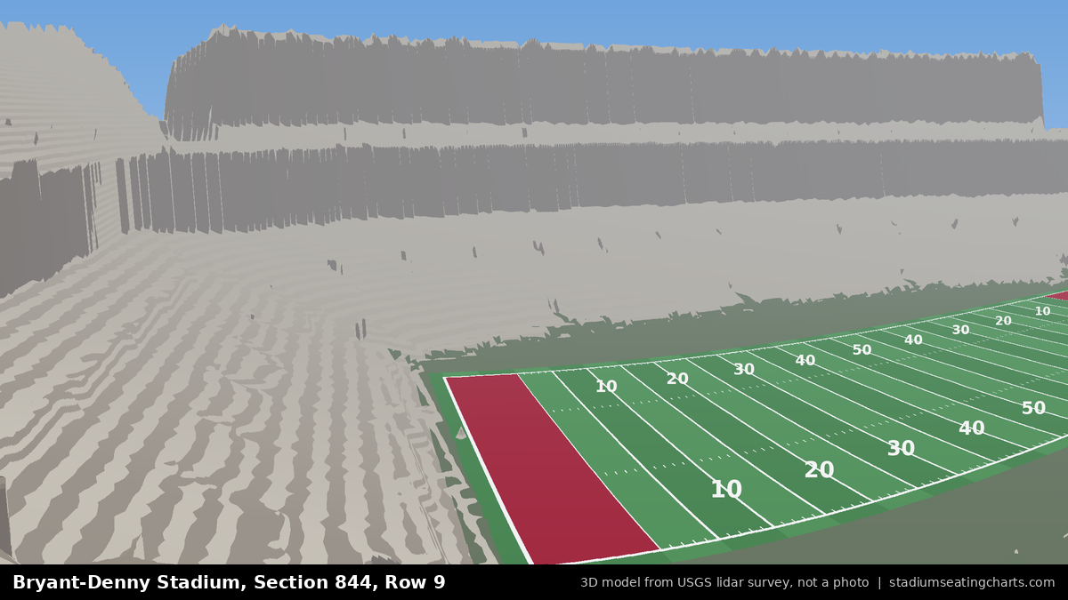 View from Bryant-Denny Stadium Section 844, Row 9, looking toward the field