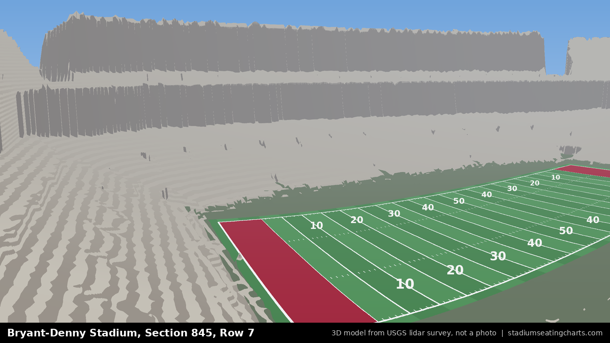 View from Bryant-Denny Stadium Section 845, Row 7, looking toward the field