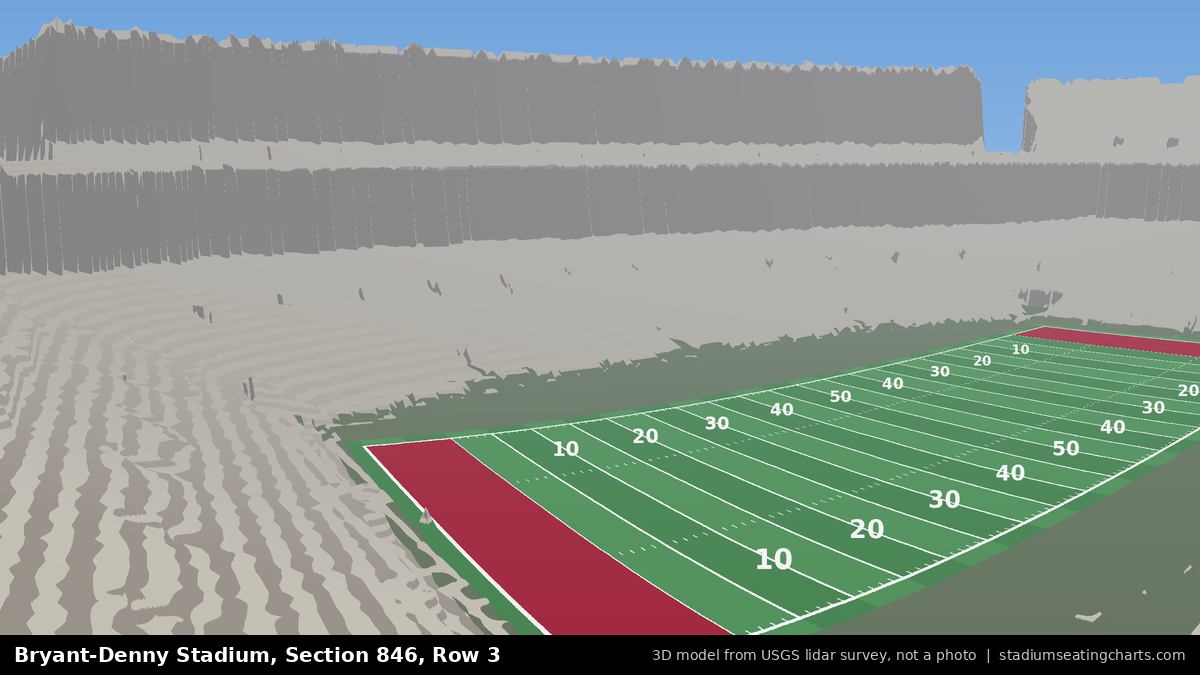 View from Bryant-Denny Stadium Section 846, Row 3, looking toward the field