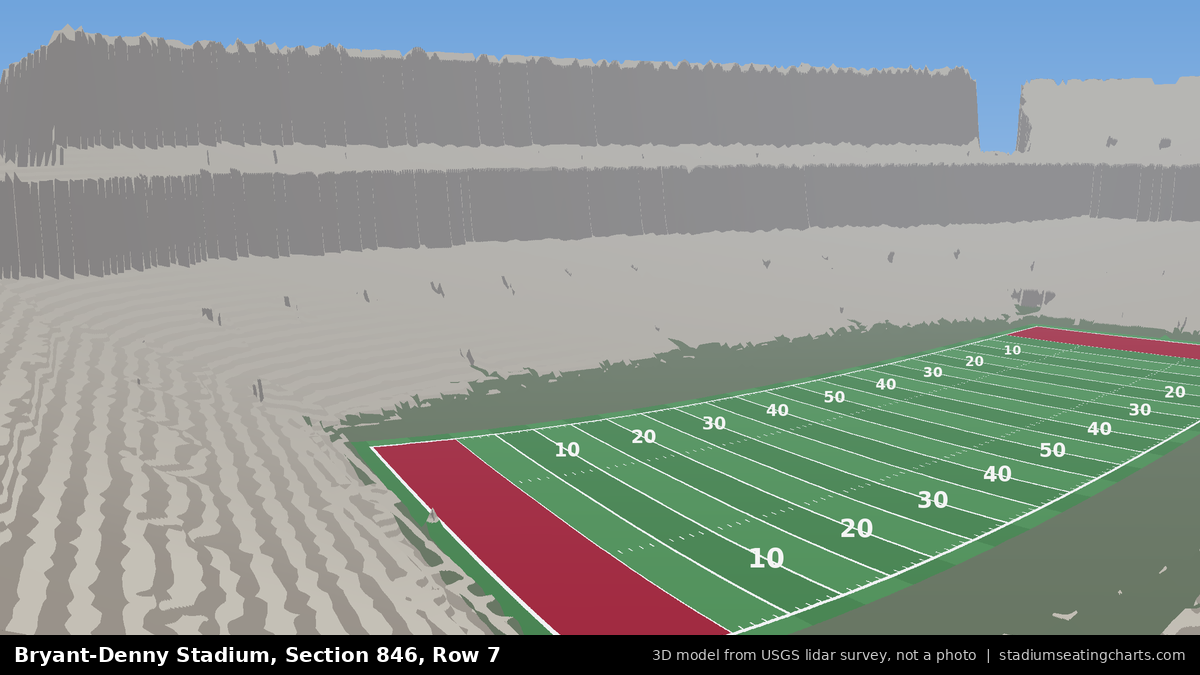 View from Bryant-Denny Stadium Section 846, Row 7, looking toward the field