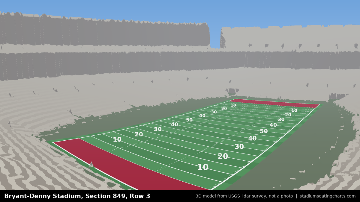 View from Bryant-Denny Stadium Section 849, Row 3, looking toward the field