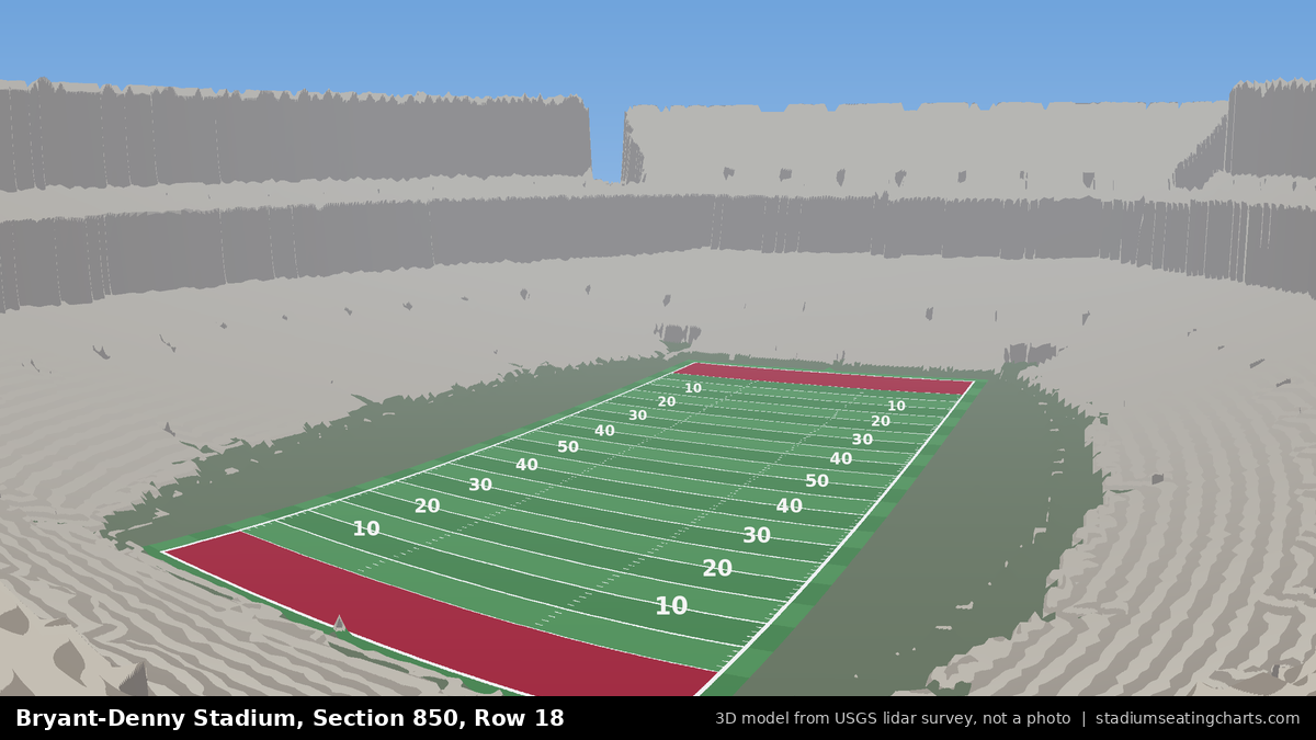 View from Bryant-Denny Stadium Section 850, Row 18, looking toward the field