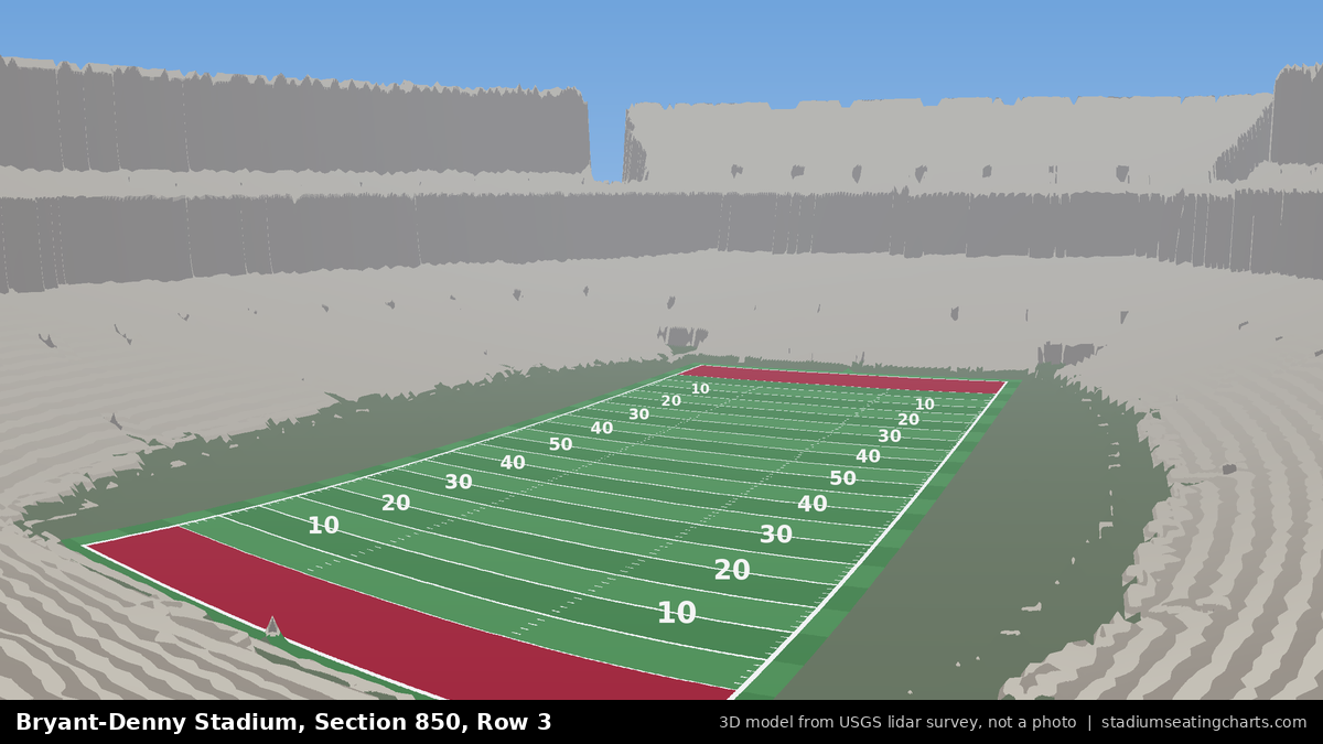 View from Bryant-Denny Stadium Section 850, Row 3, looking toward the field