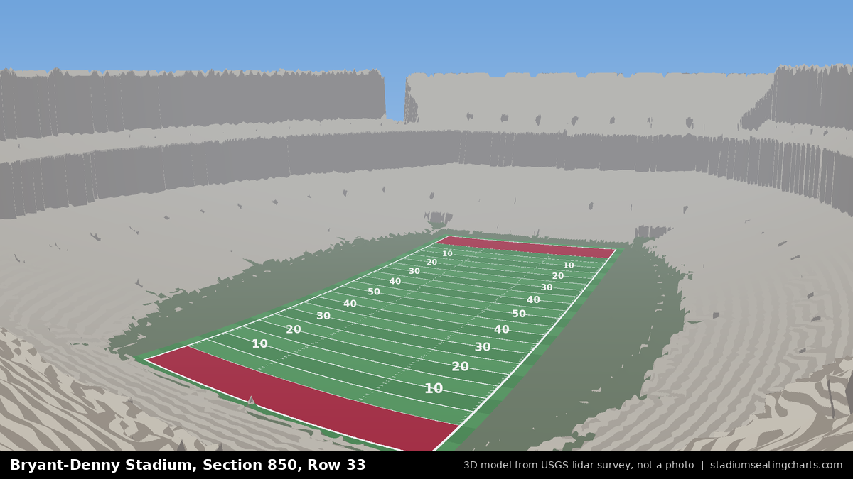 View from Bryant-Denny Stadium Section 850, Row 33, looking toward the field