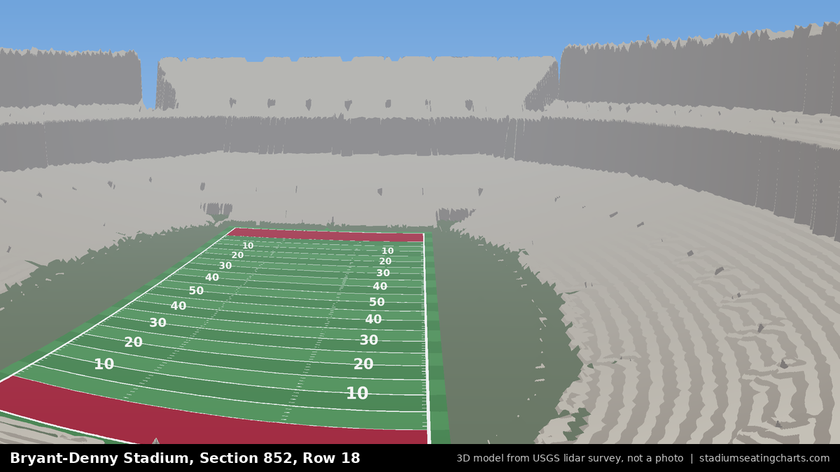View from Bryant-Denny Stadium Section 852, Row 18, looking toward the field