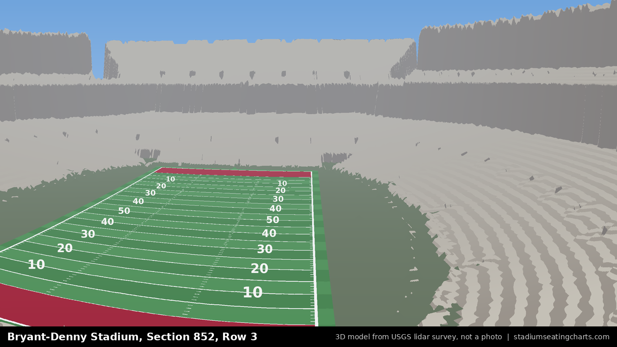 View from Bryant-Denny Stadium Section 852, Row 3, looking toward the field