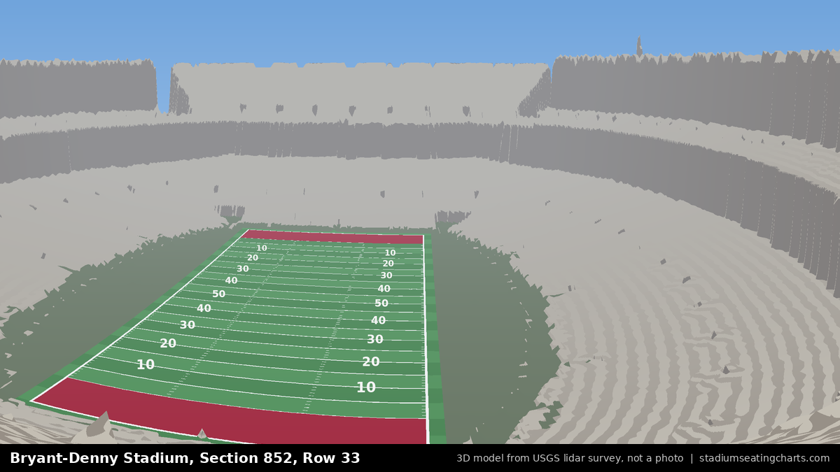 View from Bryant-Denny Stadium Section 852, Row 33, looking toward the field