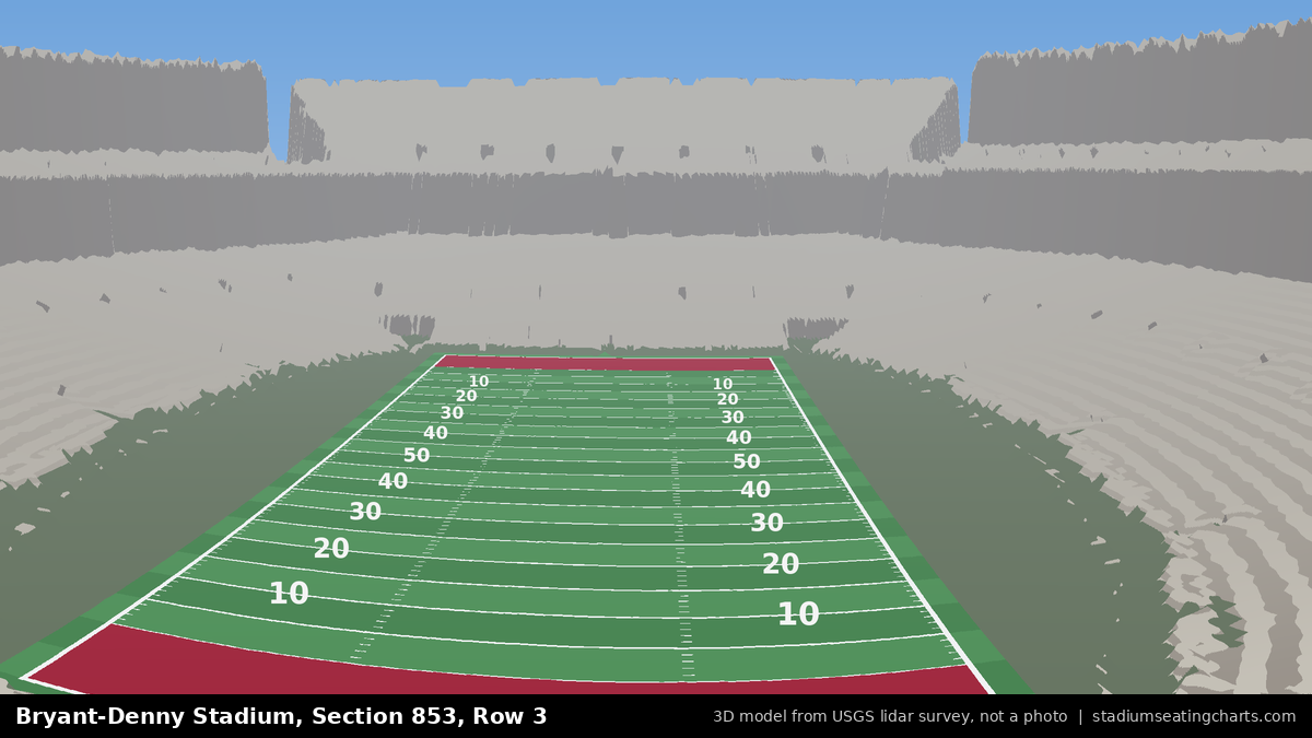 View from Bryant-Denny Stadium Section 853, Row 3, looking toward the field