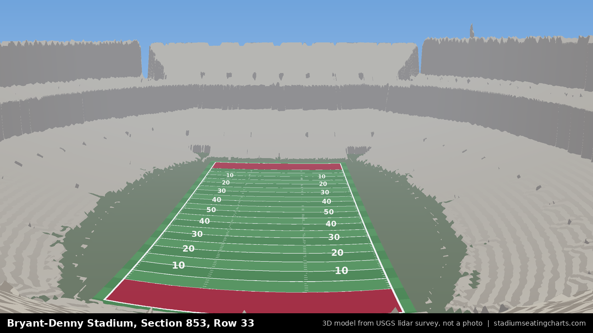 View from Bryant-Denny Stadium Section 853, Row 33, looking toward the field