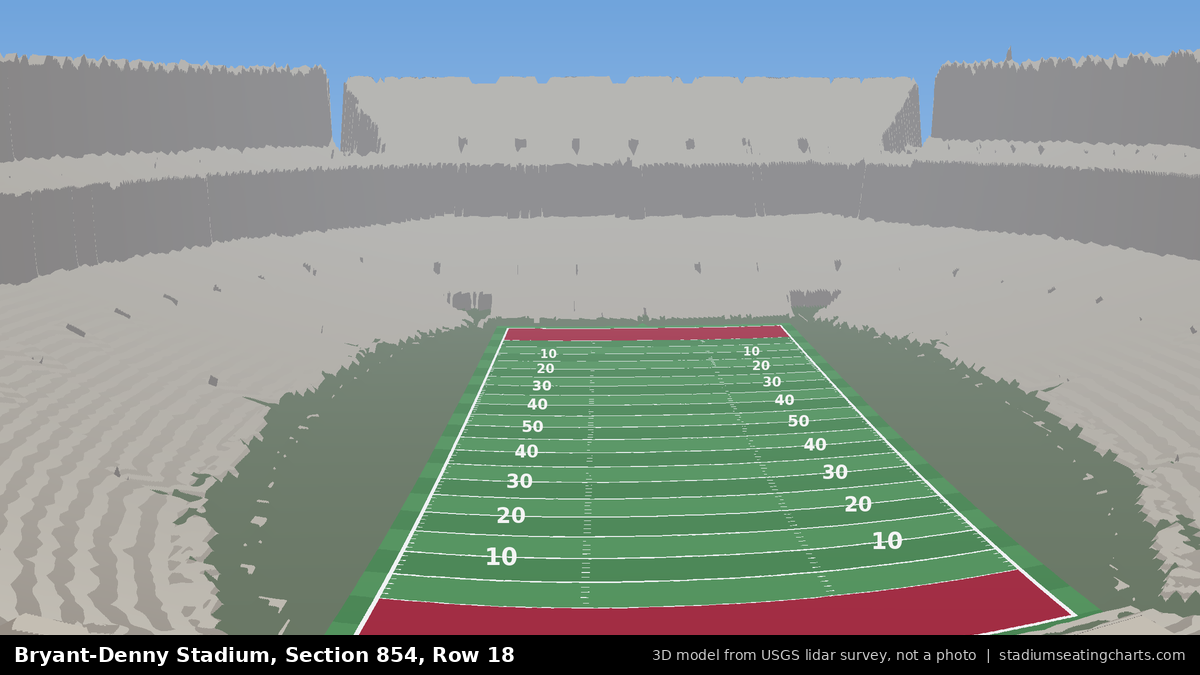 View from Bryant-Denny Stadium Section 854, Row 18, looking toward the field
