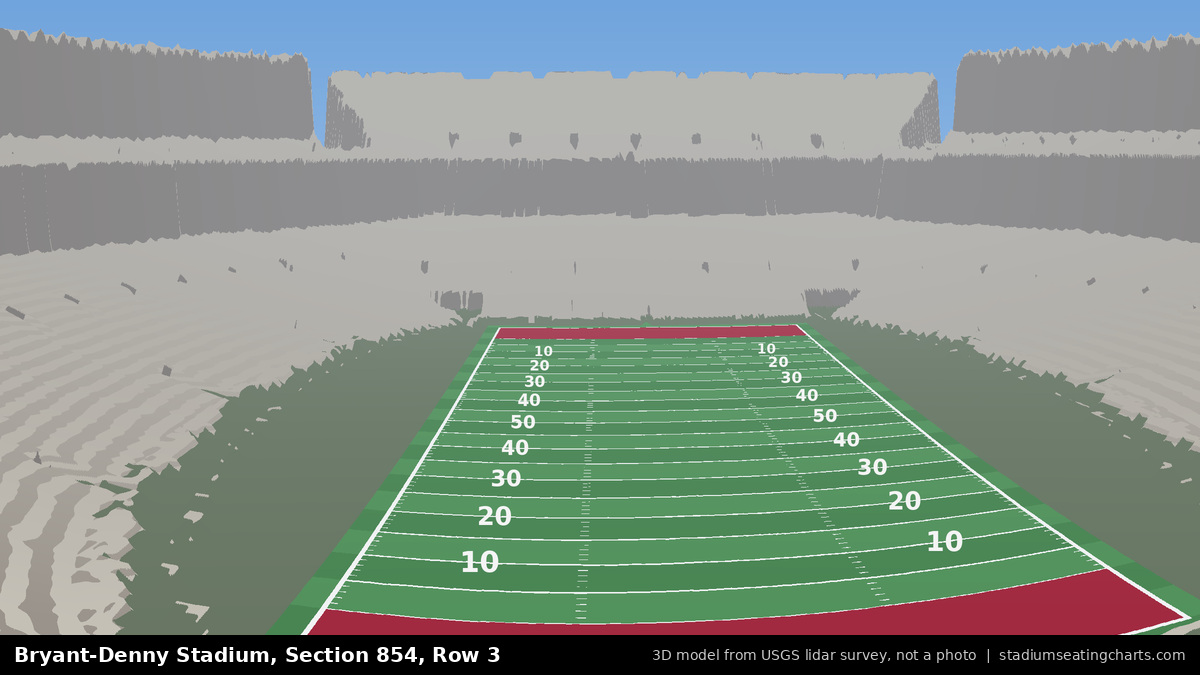View from Bryant-Denny Stadium Section 854, Row 3, looking toward the field