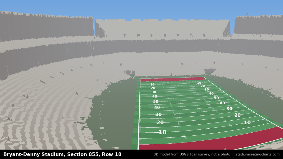 View from Bryant-Denny Stadium Section 855, Row 18, looking toward the field