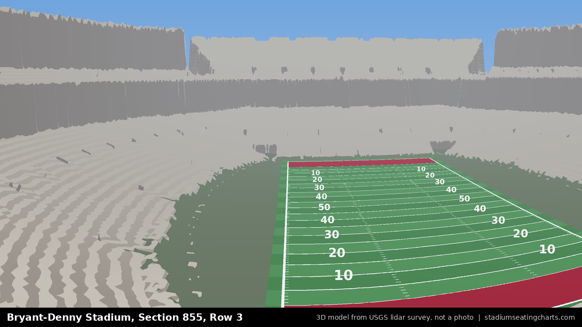 View from Bryant-Denny Stadium Section 855, Row 3, looking toward the field