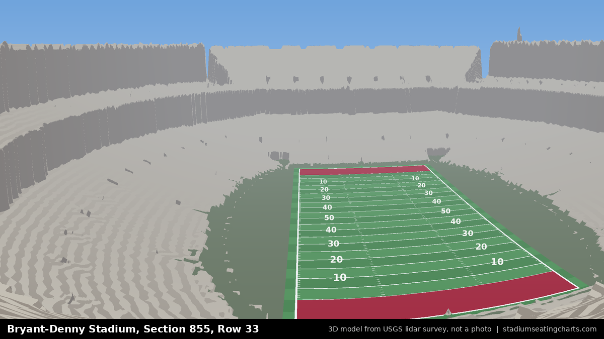 View from Bryant-Denny Stadium Section 855, Row 33, looking toward the field