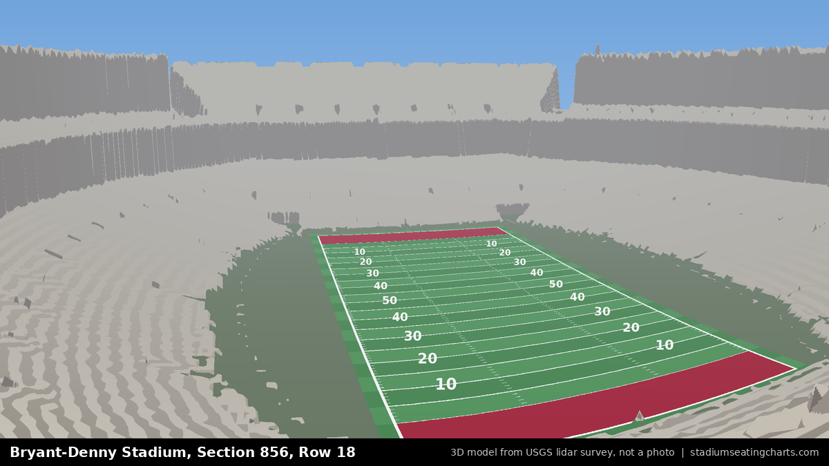 View from Bryant-Denny Stadium Section 856, Row 18, looking toward the field