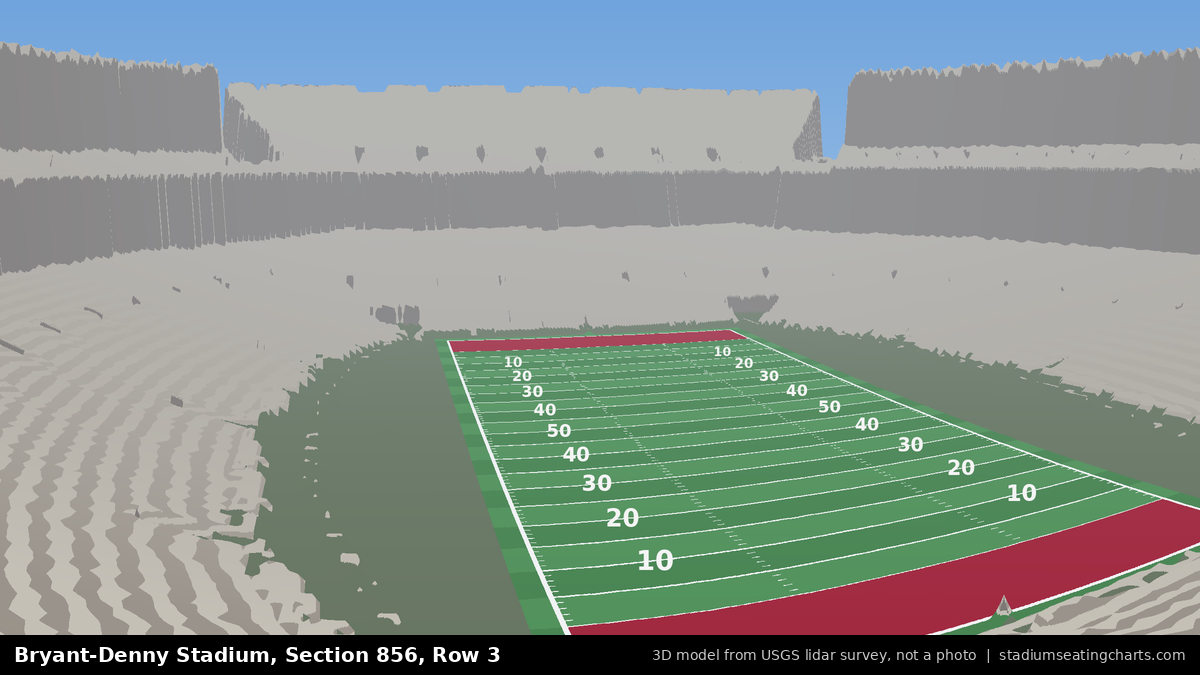 View from Bryant-Denny Stadium Section 856, Row 3, looking toward the field