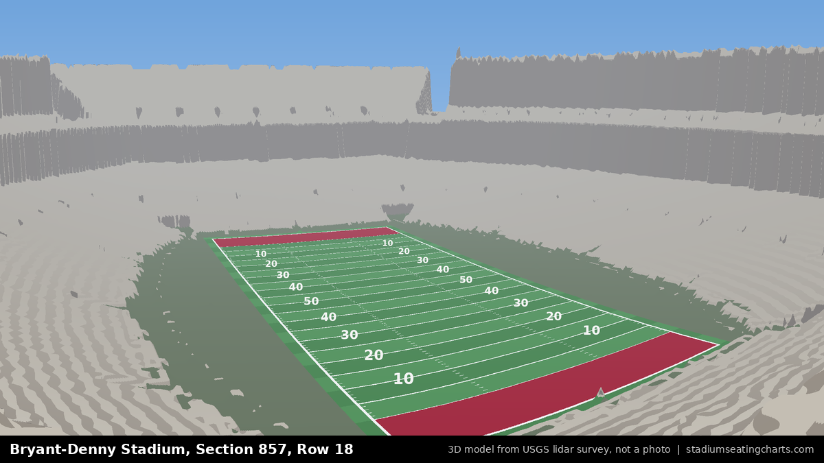 View from Bryant-Denny Stadium Section 857, Row 18, looking toward the field