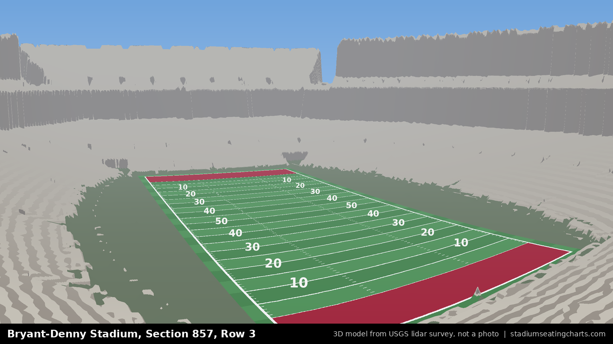 View from Bryant-Denny Stadium Section 857, Row 3, looking toward the field