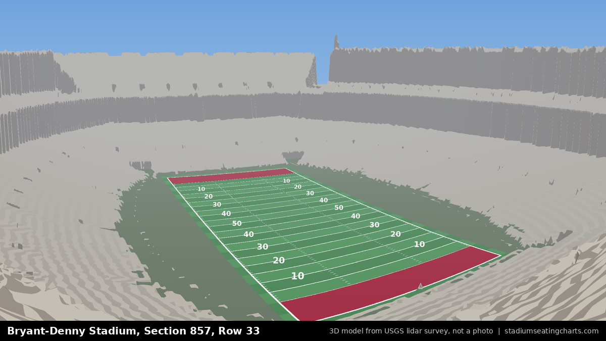 View from Bryant-Denny Stadium Section 857, Row 33, looking toward the field