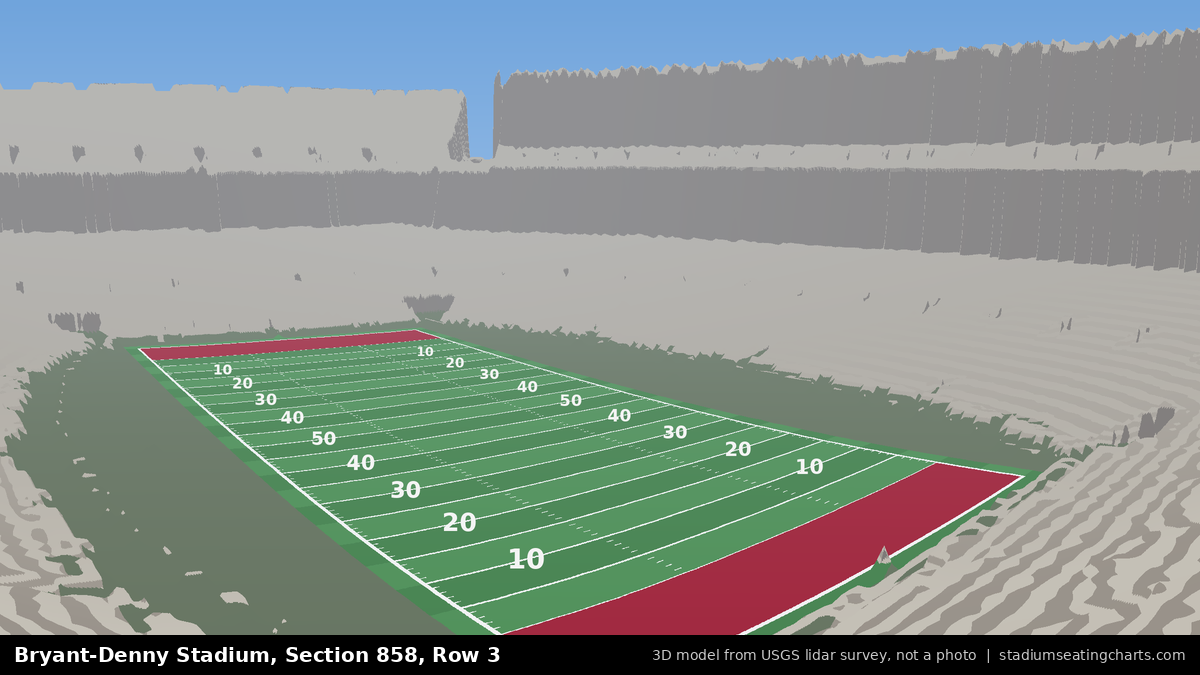 View from Bryant-Denny Stadium Section 858, Row 3, looking toward the field