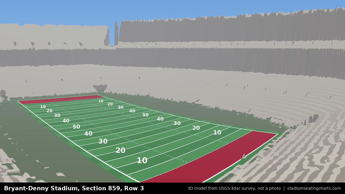 View from Bryant-Denny Stadium Section 859, Row 3, looking toward the field