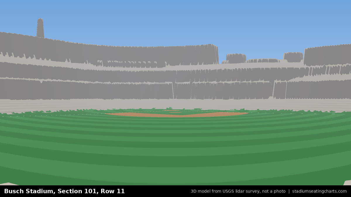 View from Busch Stadium Section 101, Row 11, looking toward the pitcher's mound