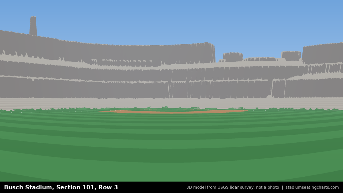 View from Busch Stadium Section 101, Row 3, looking toward the pitcher's mound