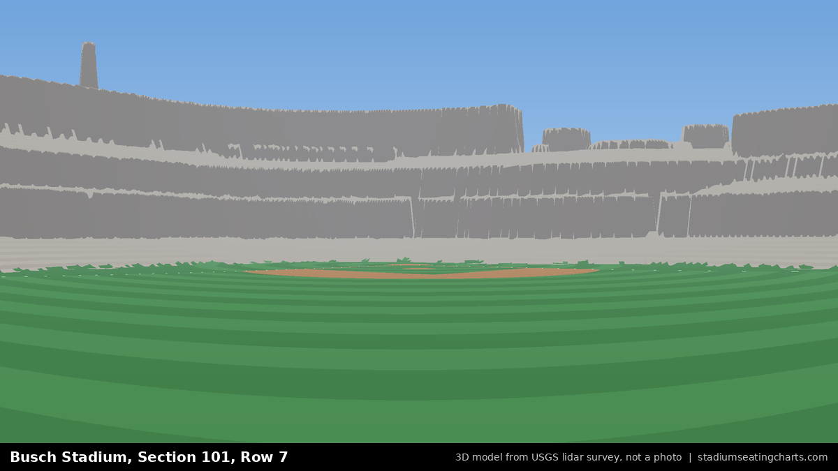 View from Busch Stadium Section 101, Row 7, looking toward the pitcher's mound