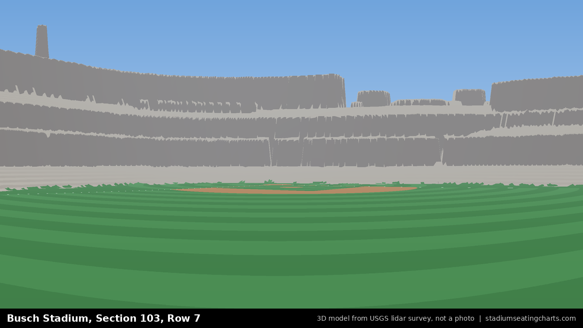 View from Busch Stadium Section 103, Row 7, looking toward the pitcher's mound