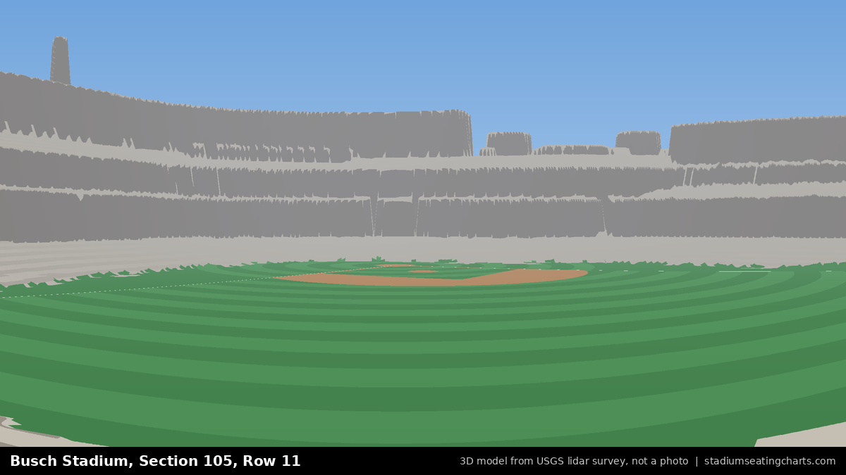 View from Busch Stadium Section 105, Row 11, looking toward the pitcher's mound