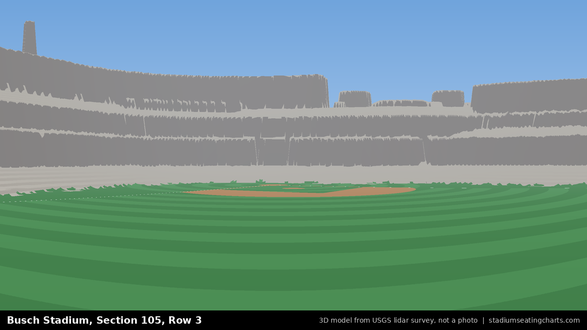 View from Busch Stadium Section 105, Row 3, looking toward the pitcher's mound