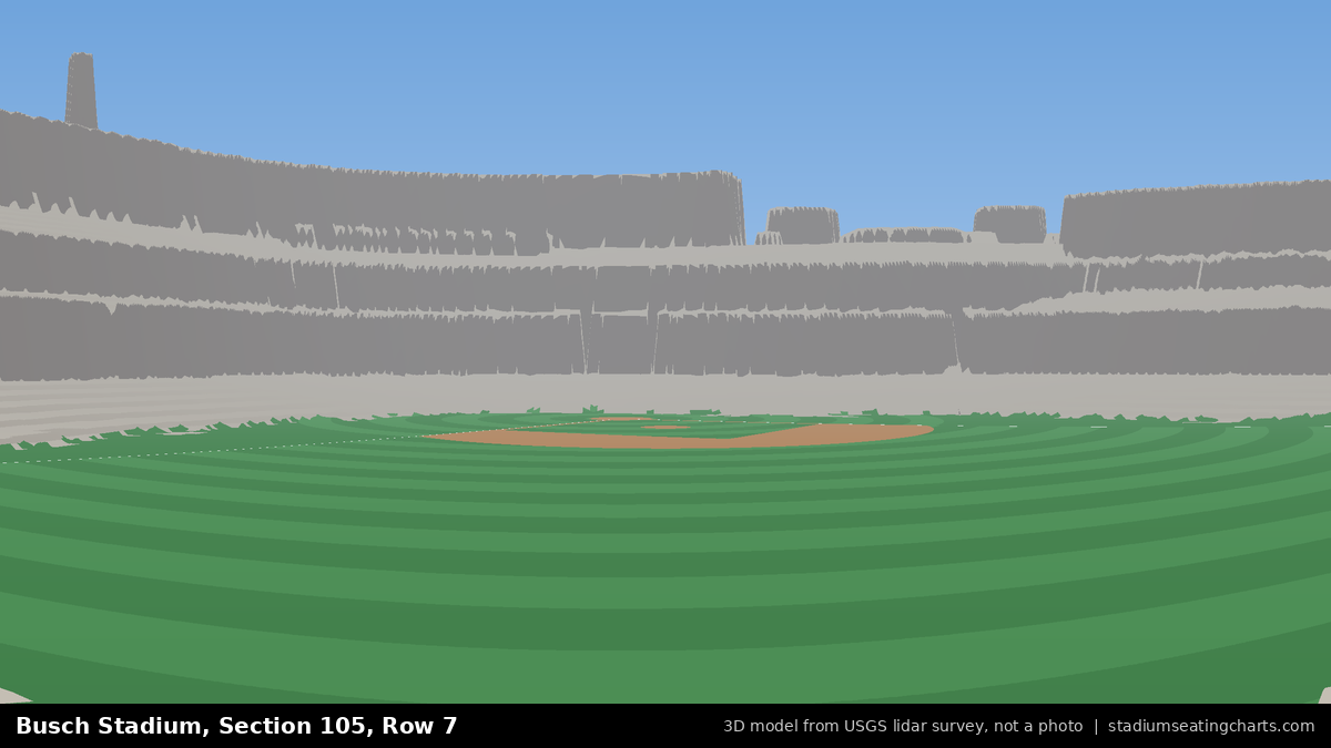 View from Busch Stadium Section 105, Row 7, looking toward the pitcher's mound