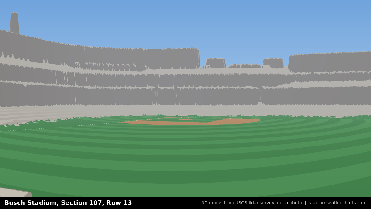 View from Busch Stadium Section 107, Row 13, looking toward the pitcher's mound