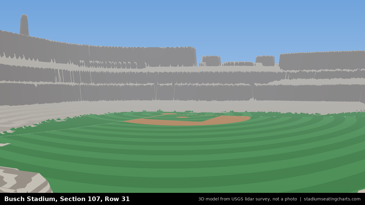 View from Busch Stadium Section 107, Row 31, looking toward the pitcher's mound