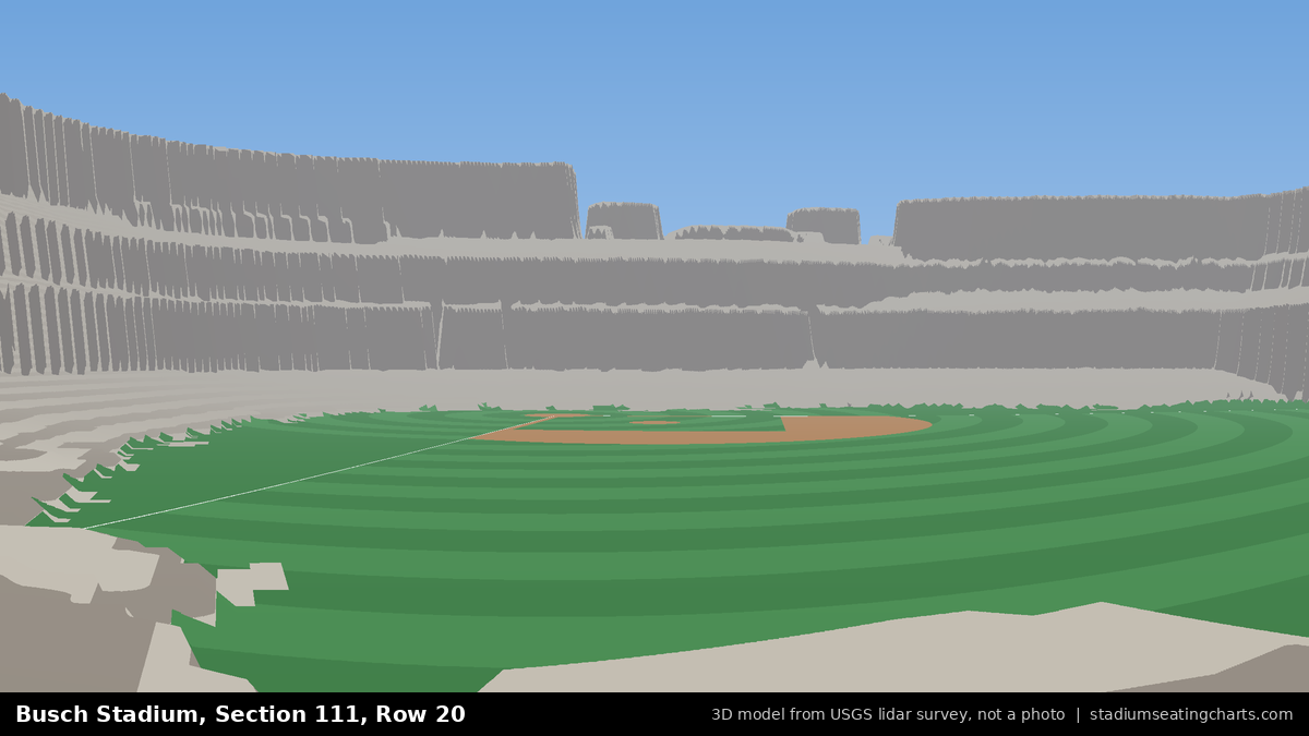 View from Busch Stadium Section 111, Row 20, looking toward the pitcher's mound