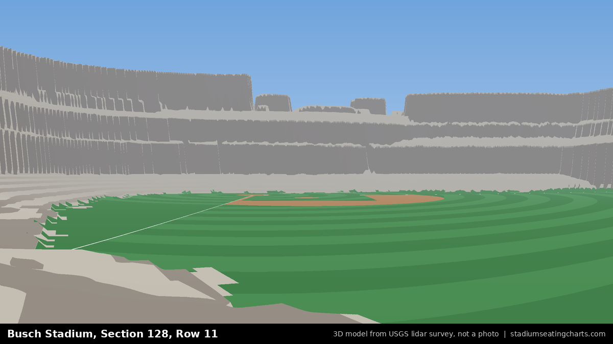 View from Busch Stadium Section 128, Row 11, looking toward the pitcher's mound