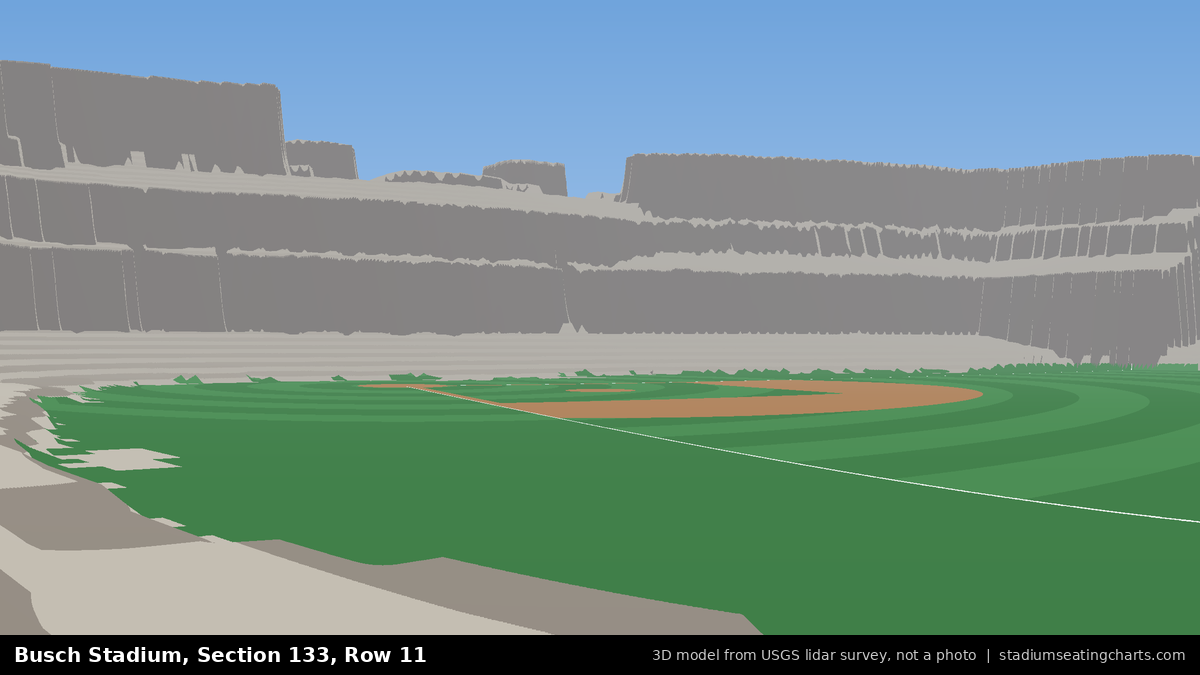 View from Busch Stadium Section 133, Row 11, looking toward the pitcher's mound