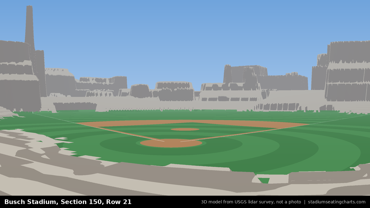 View from Busch Stadium Section 150, Row 21, looking toward the pitcher's mound