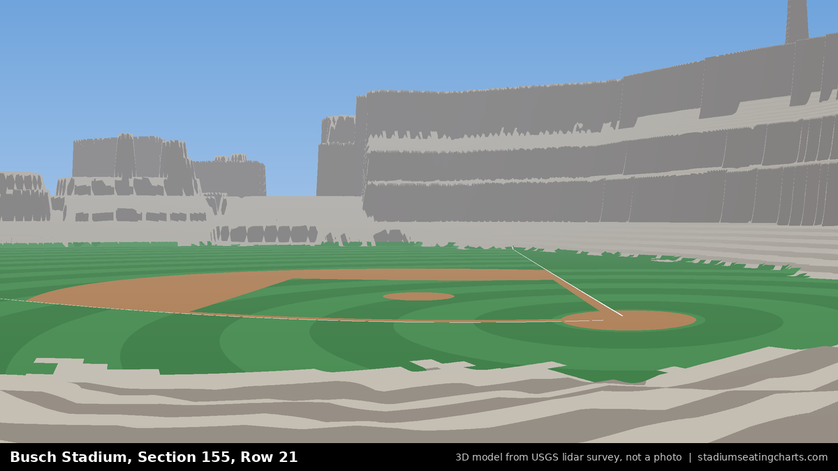 View from Busch Stadium Section 155, Row 21, looking toward the pitcher's mound